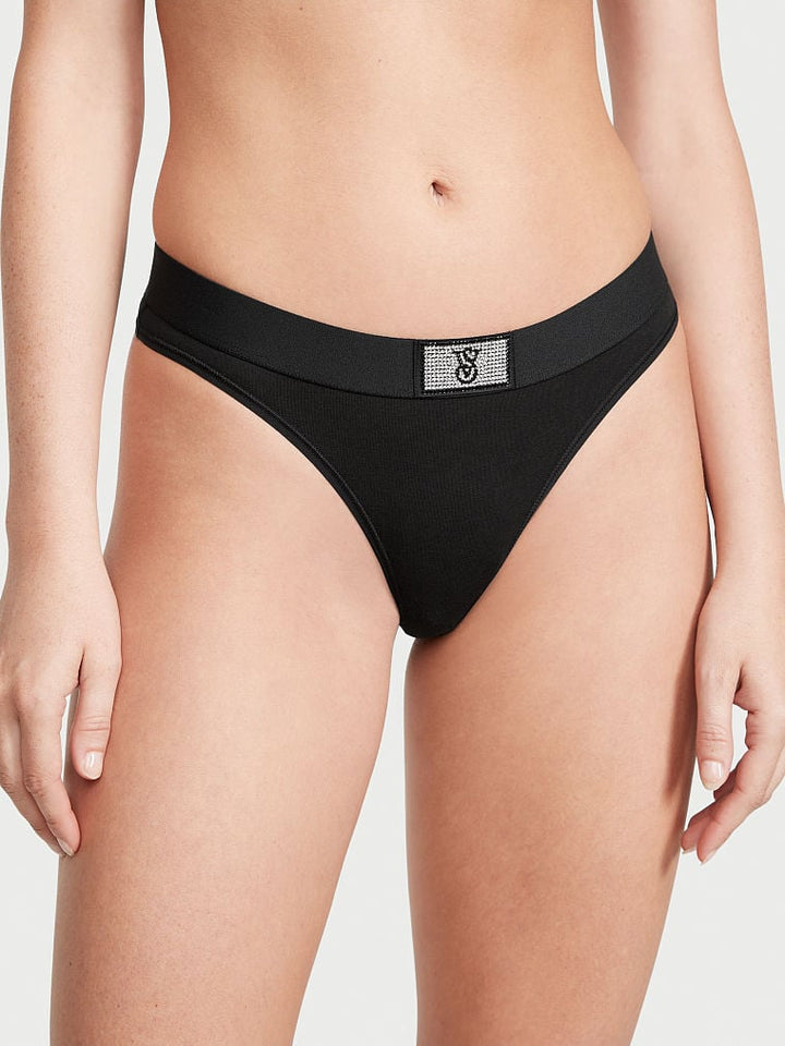 Logo Cotton Thong Panty Nærbuxur – Victoria&