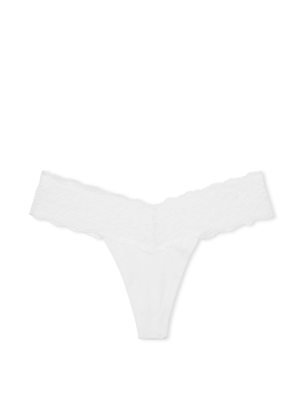 Lace-Waist Cotton Thong Panty - Nærbuxur