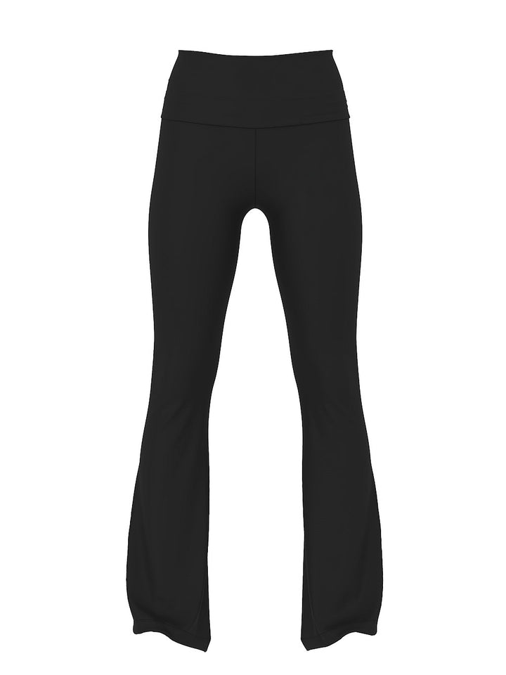 All Day Cotton Foldover Flare Leggings Pure Black – Victoria&