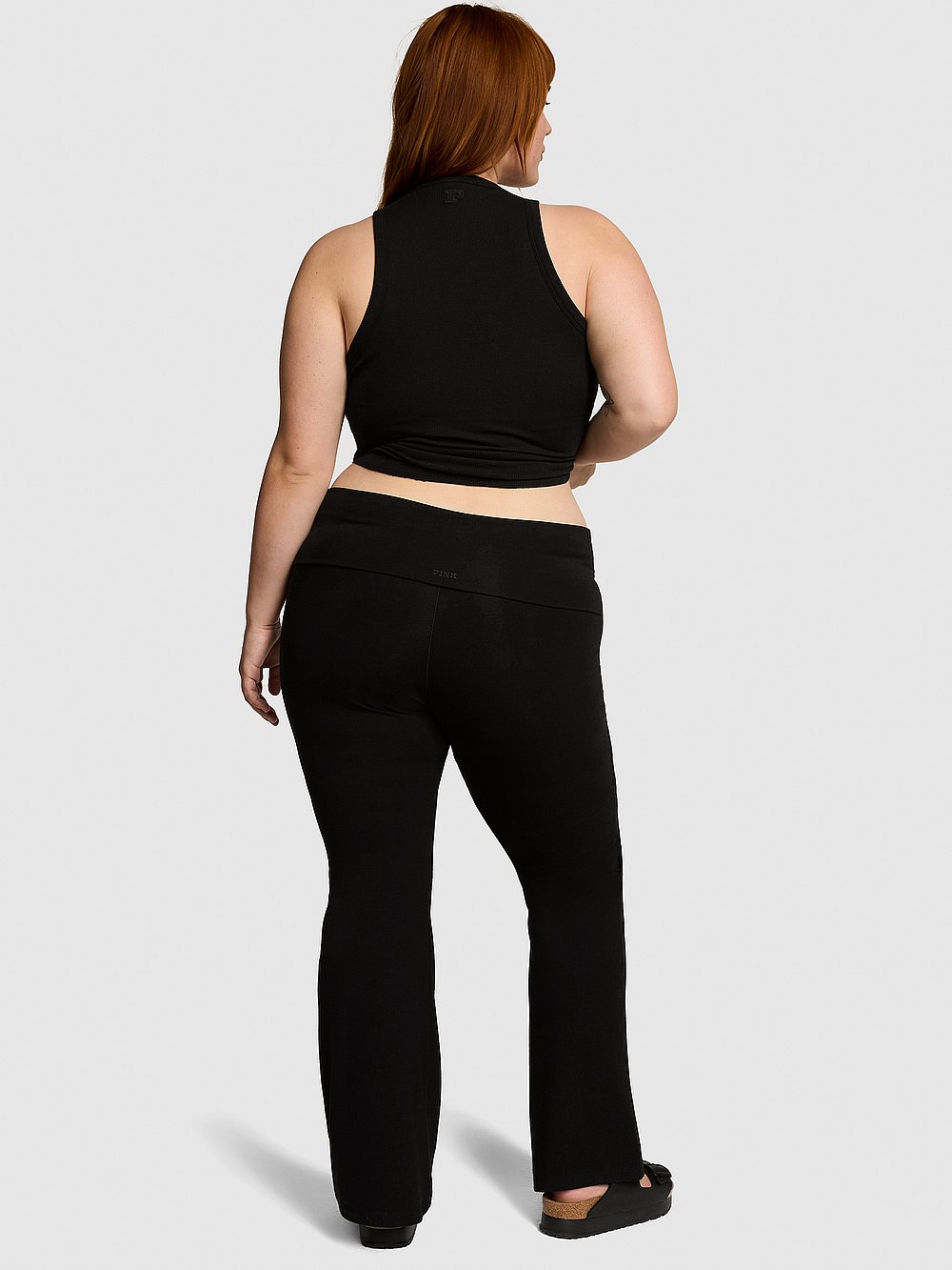 All Day Cotton Foldover Flare Leggings Pure Black – Victoria&