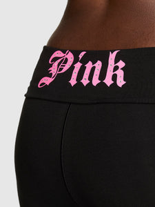 All Day Cotton Foldover Flare Leggings - Pure Black Halloween