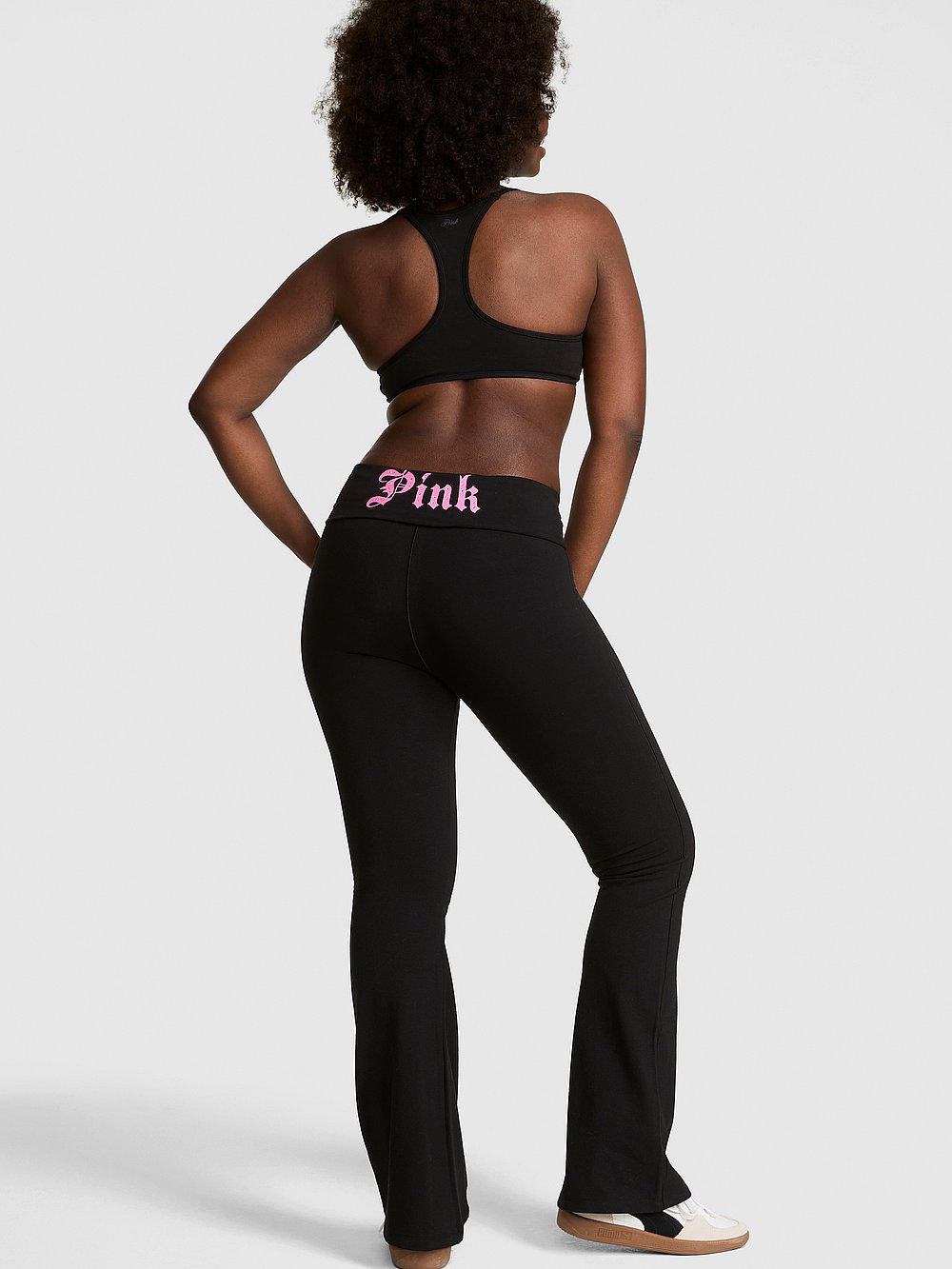 All Day Cotton Foldover Flare Leggings - Pure Black Halloween