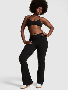 All Day Cotton Foldover Flare Leggings - Pure Black Halloween