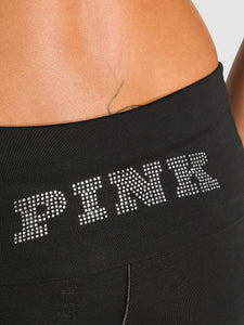 All Day Cotton Foldover Flare Leggings - Black Bling