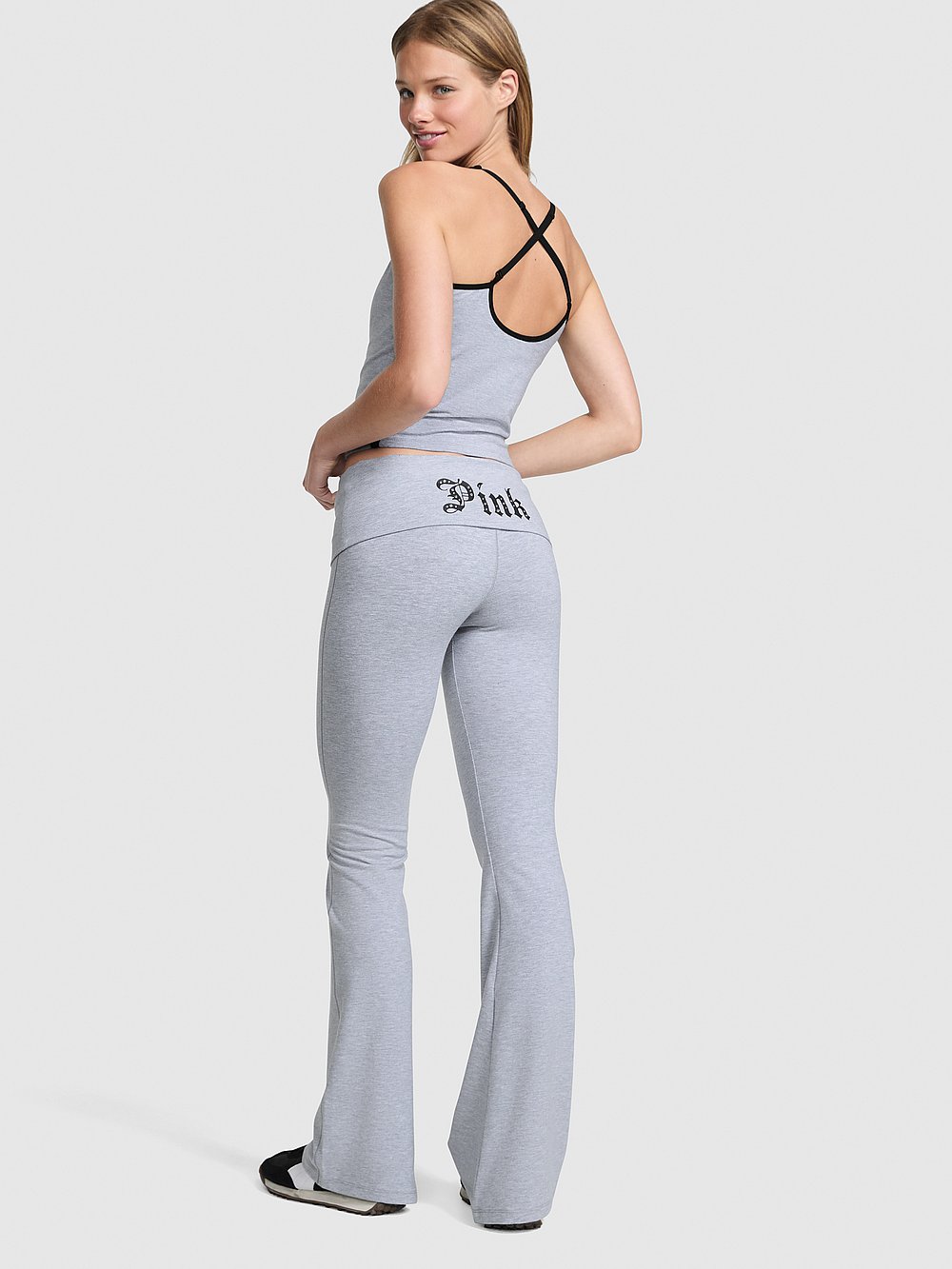 All Day Cotton Foldover Flare Leggings - Heather Grey Halloween