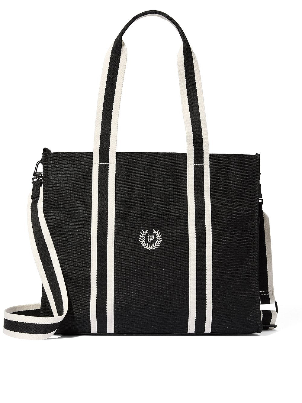 CROSSBODY CANVAS TOTE BAG - Pure Black