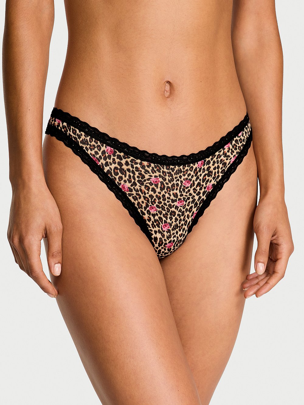 Cotton Lace Waist Thong - Nærbuxur