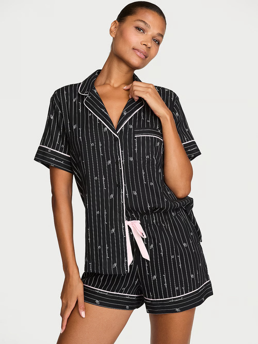 Flannel Short Pajama Set – Náttföt