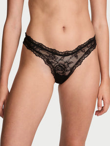 Rose Lace High Leg Thong Panty - Nærbuxur