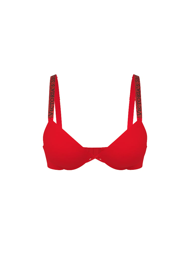 Logo Shine Strap Push-Up Bra – Lipstick