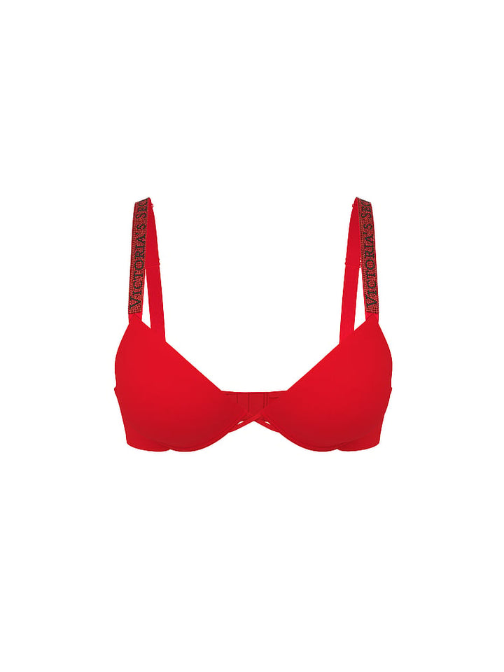 Logo Shine Strap Push-Up Bra – Lipstick