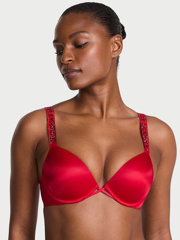Logo Shine Strap Push-Up Bra – Lipstick