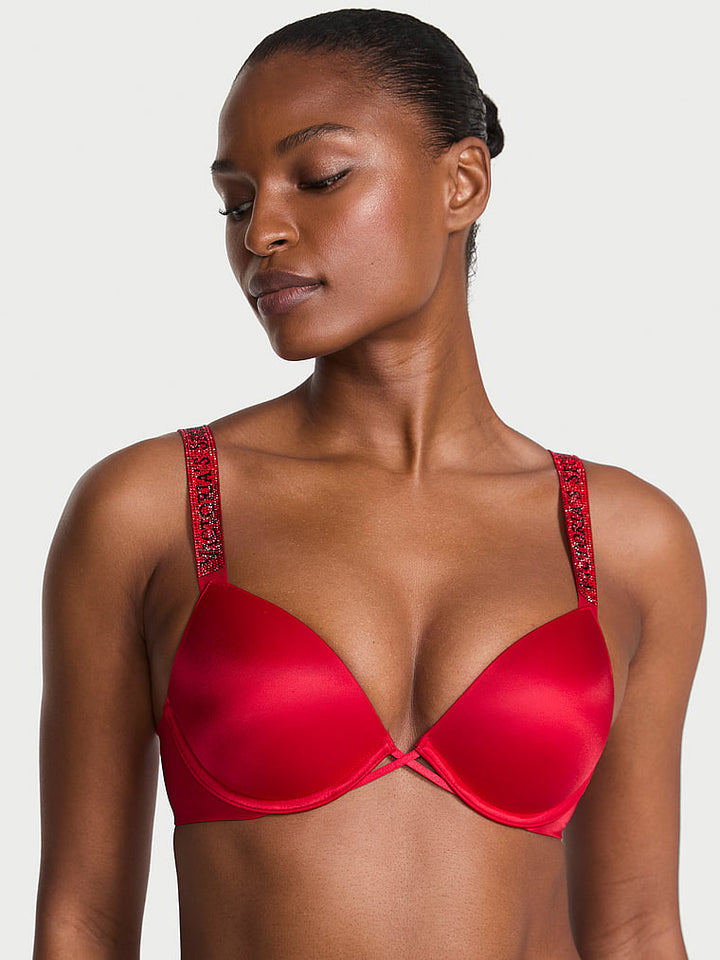 Logo Shine Strap Push-Up Bra – Lipstick