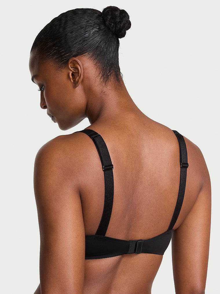 Logo Shine Strap Lightly Lined Low-Cut Demi Bra – Black