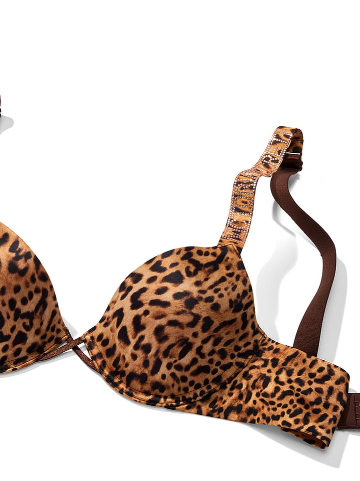 Logo Shine Strap Lightly Lined Low-Cut Demi Bra – New Leopard