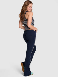 All Day Cotton Foldover Flare Leggings - Noir Navy