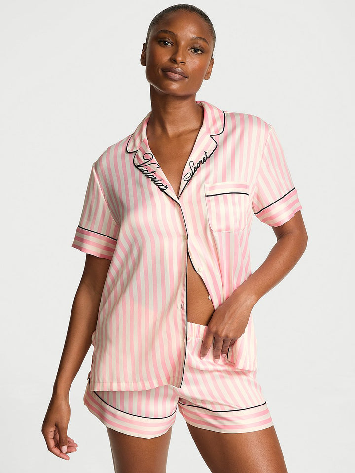 Glazed Satin Short Pajama Set Náttföt – Victoria&