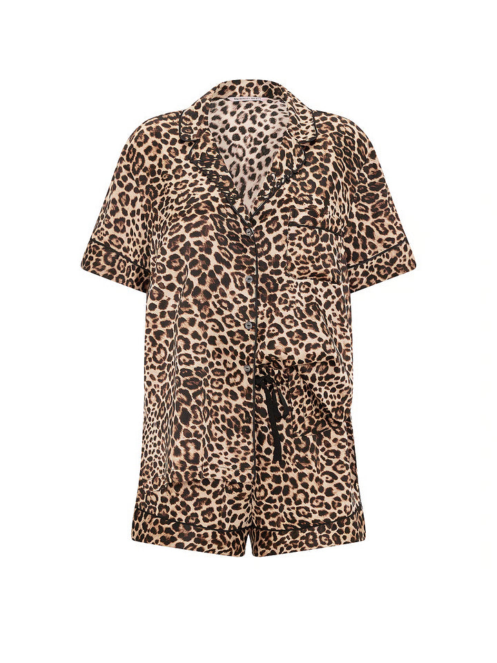 Signature Satin Short Pajama Set – Náttföt