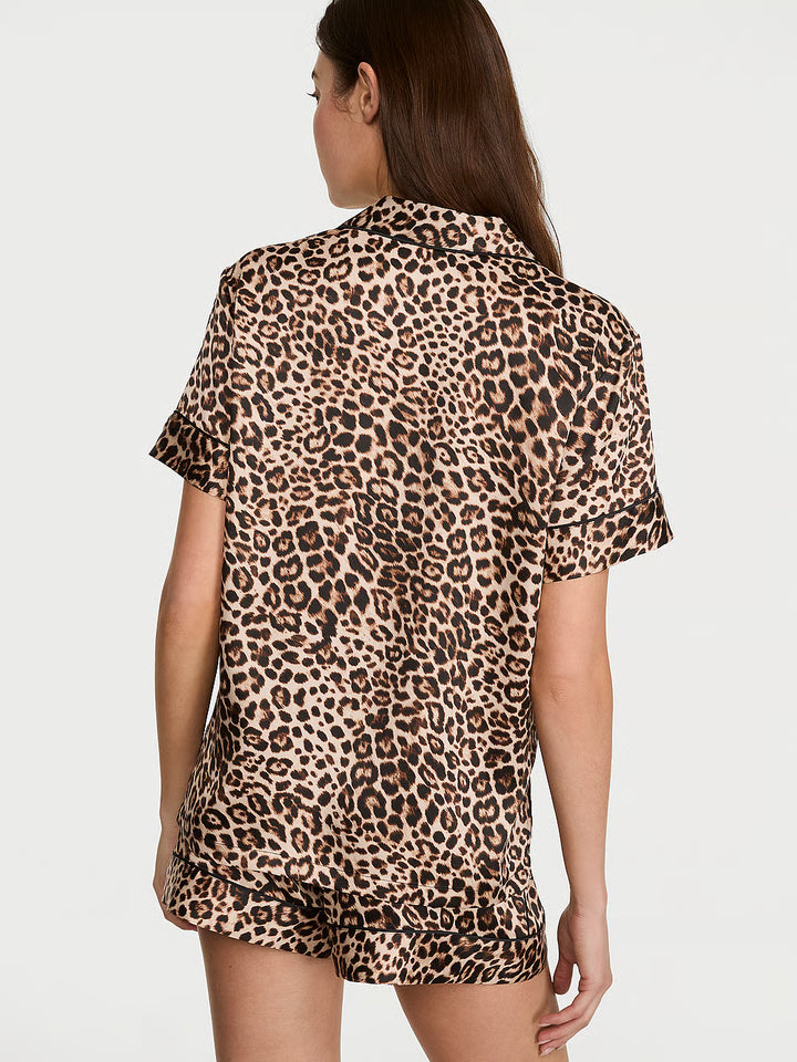 Signature Satin Short Pajama Set – Náttföt