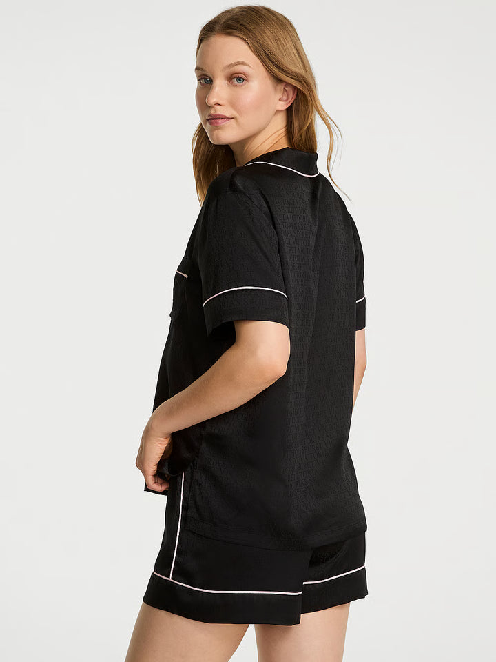Signature Satin Short Pajama Set – Náttföt