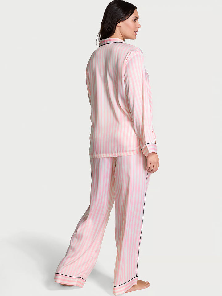 Signature Satin Long Pajama Set – Náttföt