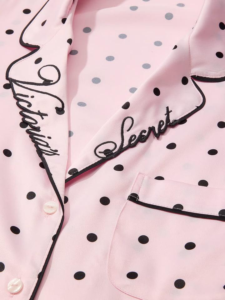 Signature Satin Long Pajama Set – Náttföt