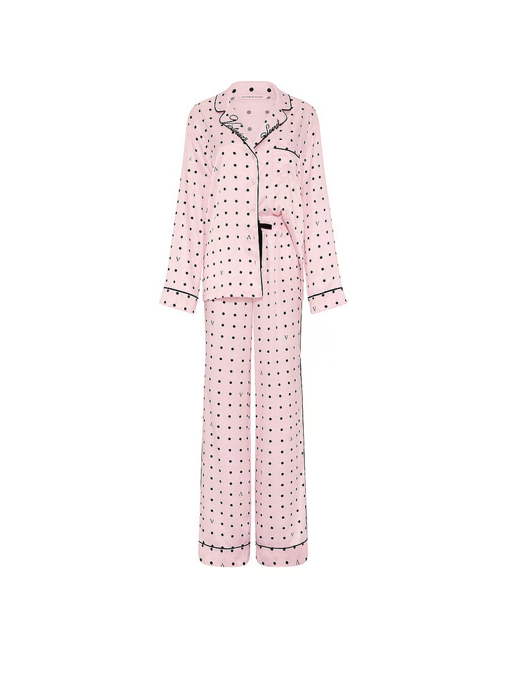 Signature Satin Long Pajama Set – Náttföt