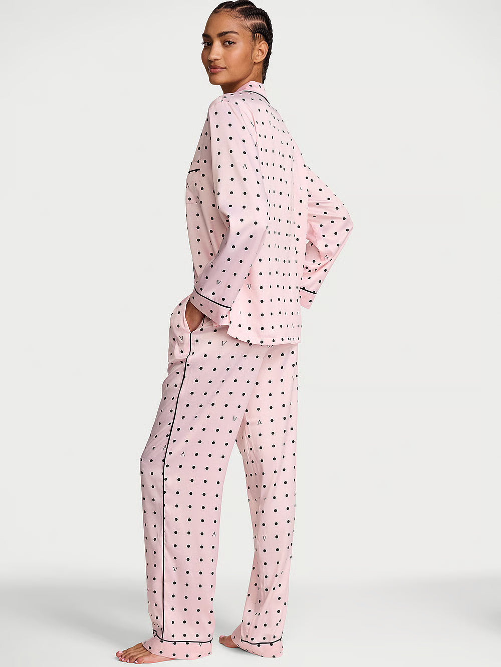 Signature Satin Long Pajama Set – Náttföt