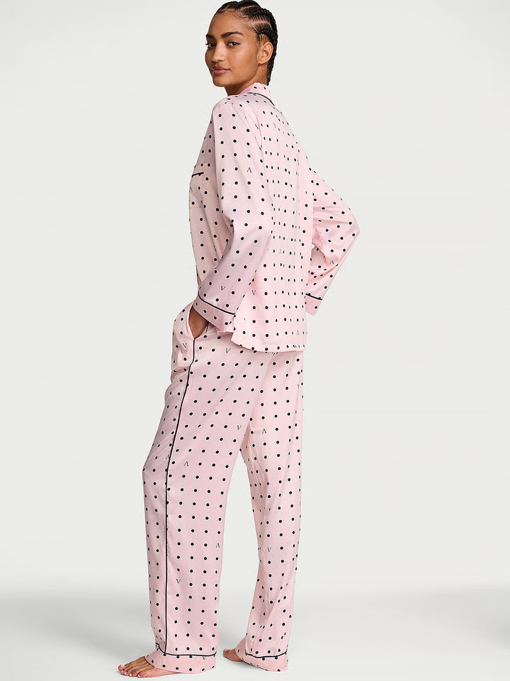 Signature Satin Long Pajama Set – Náttföt