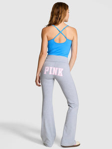 All Day Cotton Foldover Flare Leggings - Heather Grey