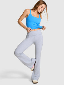 All Day Cotton Foldover Flare Leggings - Heather Grey