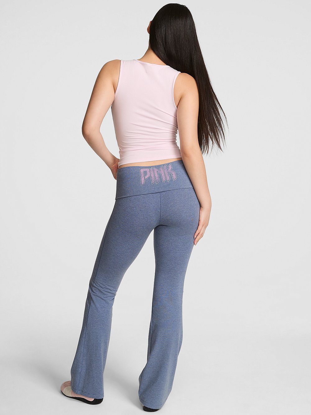 All Day Cotton Foldover Flare Leggings - Heather Dusty Iris Bling Rocker Capsule