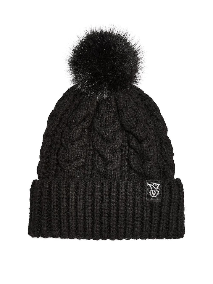 Cozy Cable Knit Pom Beanie Húfa – Victoria&