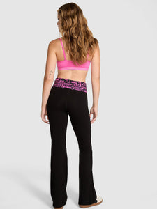 All Day Cotton Foldover Flare Leggings - Pure Black
