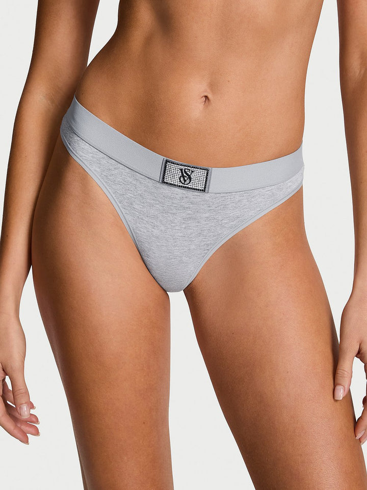 Logo Waist Pointelle Thong Panty Nærbuxur – Victoria&
