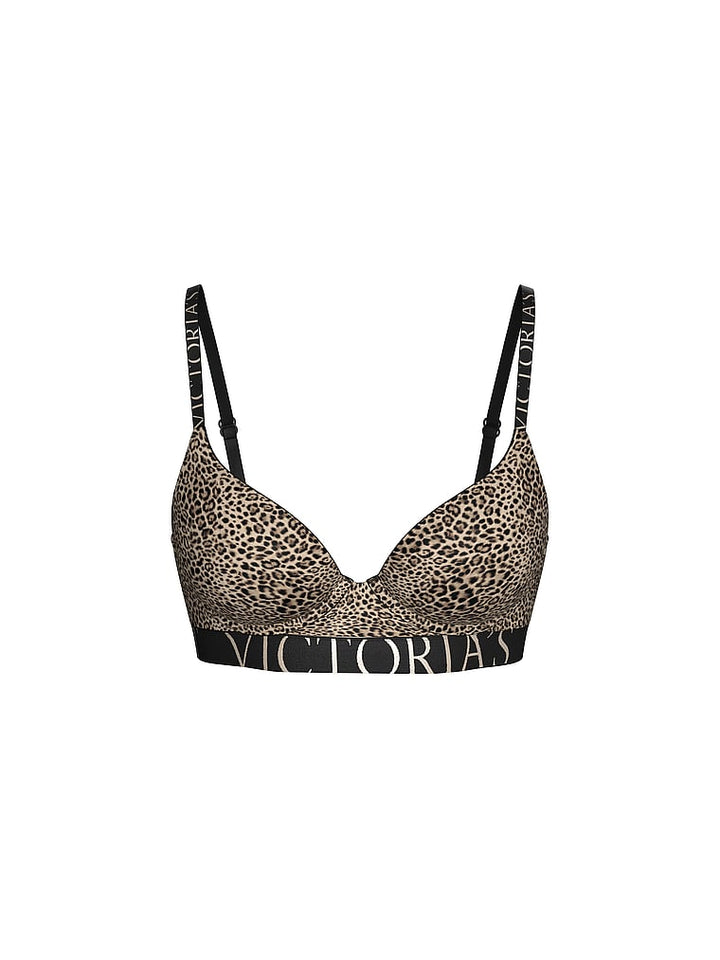 Cotton Exploded Logo Lightly Lined Full-Coverage Bra – Leopard