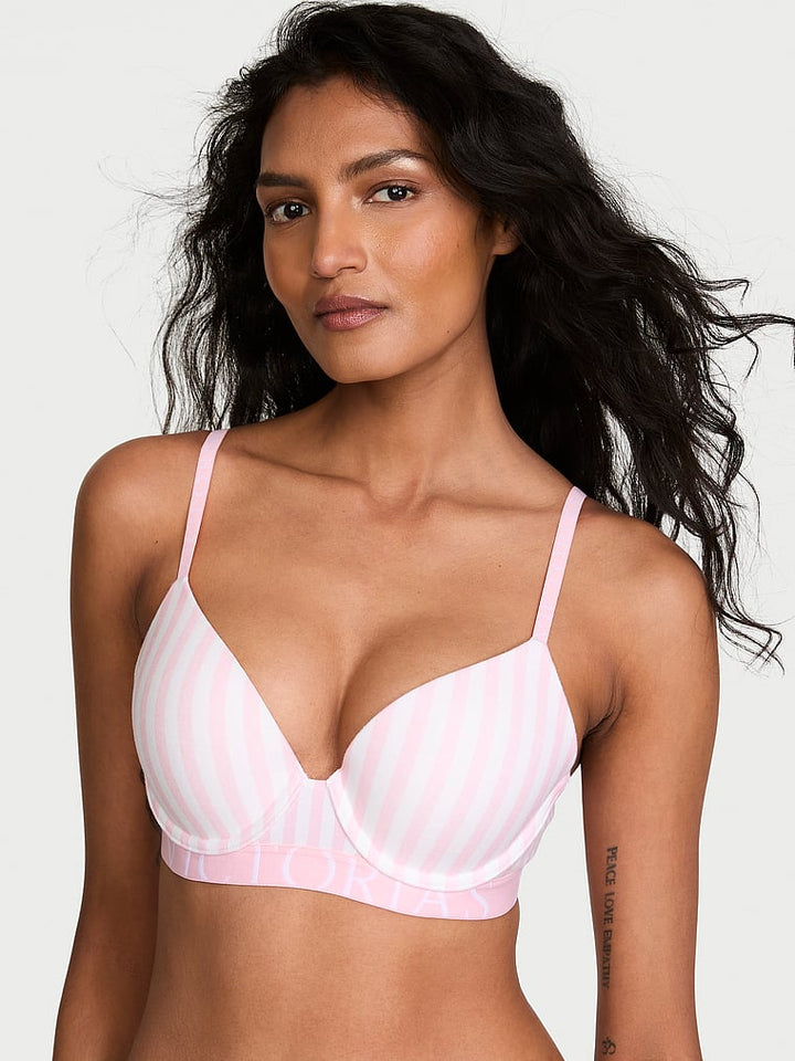 Perfect Shape Cotton Exploded Logo Push-Up Bra – Pretty Blossom Stripes