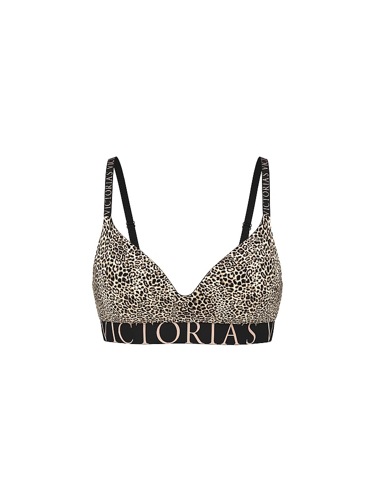 Cotton Exploded Logo Lightly Lined Wireless Bra – Leopard