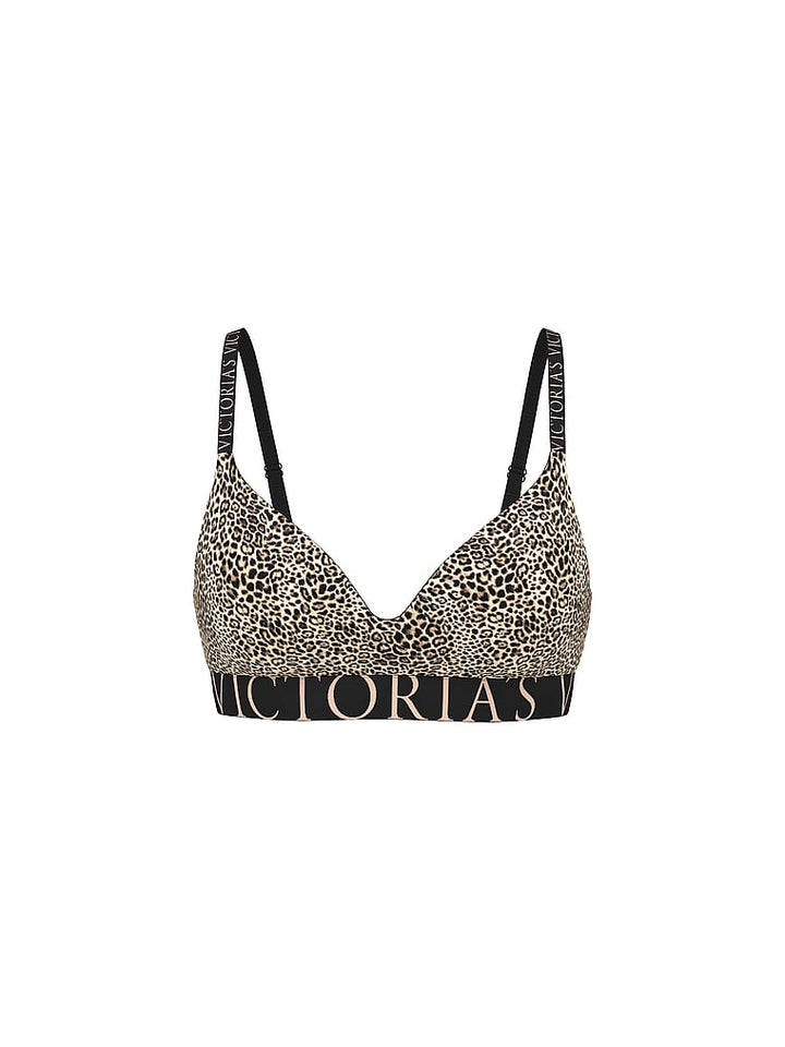 Cotton Exploded Logo Lightly Lined Wireless Bra – Leopard
