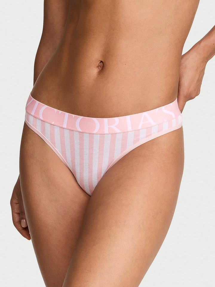Exploded Logo Cotton Thong Panty – Nærbuxur
