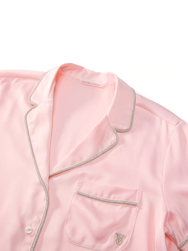 Signature Satin Shine Short Pajama Set – Náttföt