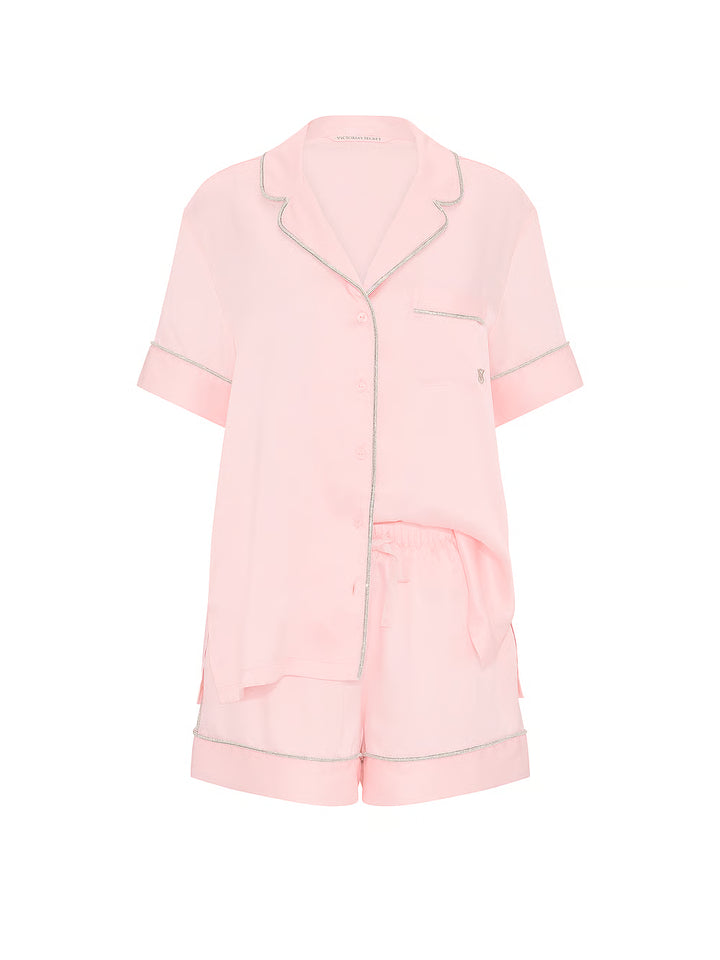 Signature Satin Shine Short Pajama Set – Náttföt