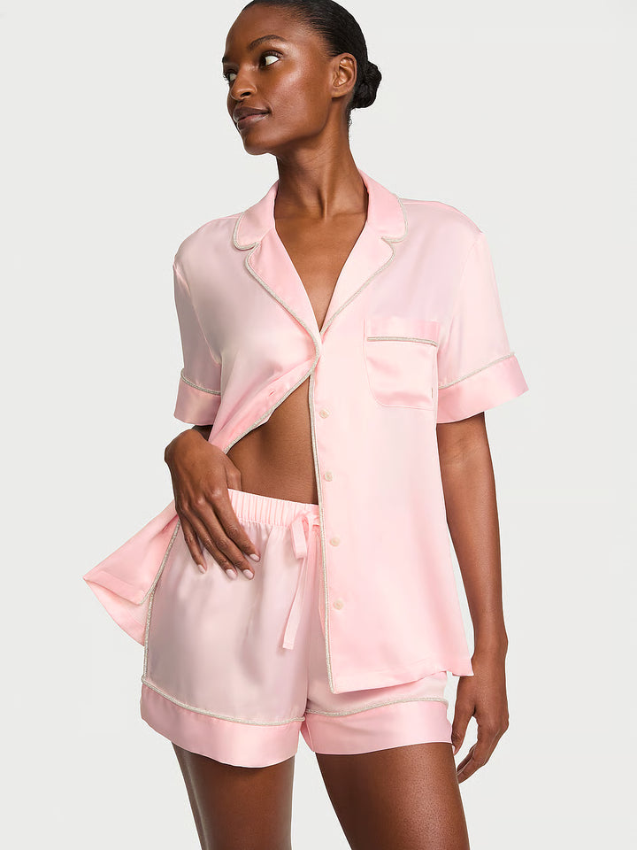 Signature Satin Shine Short Pajama Set – Náttföt
