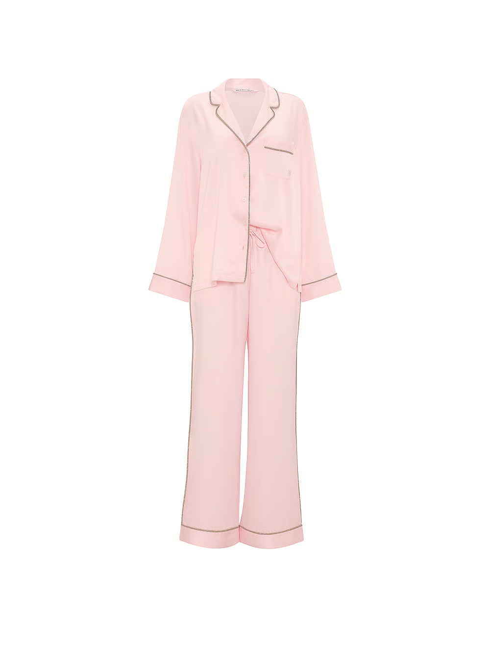 Signature Satin Shine Long Pajama Set – Náttföt