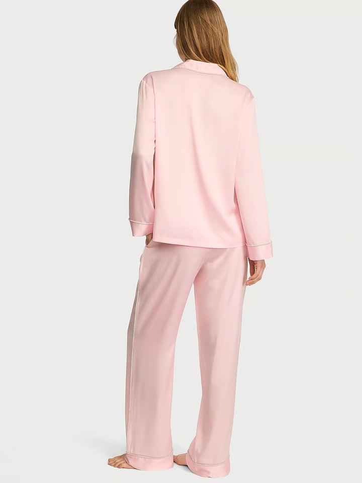 Signature Satin Shine Long Pajama Set – Náttföt