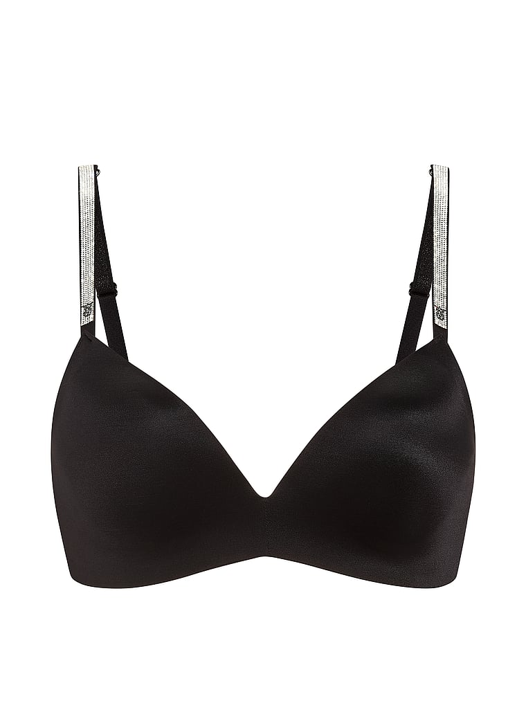So Obsessed Shine Strap Wireless Push-Up Bra – Black