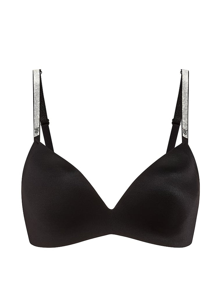 So Obsessed Shine Strap Wireless Push-Up Bra – Black