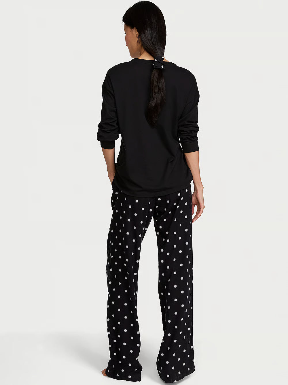 Flannel Long Tee-Jama Set &amp; Scrunchie – Náttföt