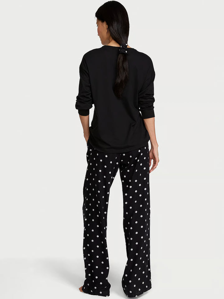 Flannel Long Tee-Jama Set &amp; Scrunchie – Náttföt