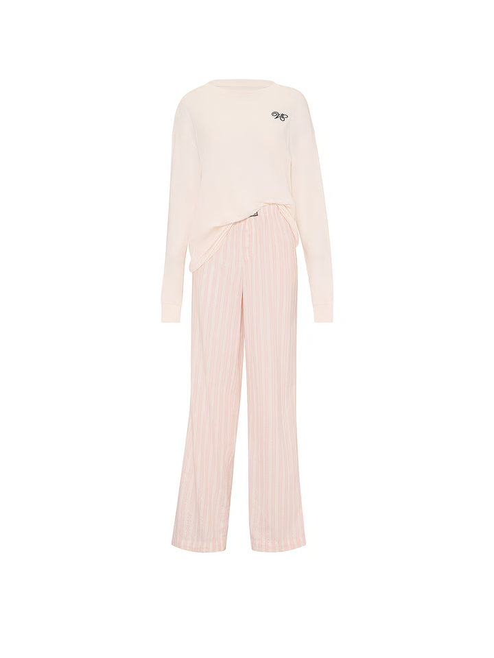 Flannel Long Tee-Jama Set &amp; Scrunchie – Náttföt